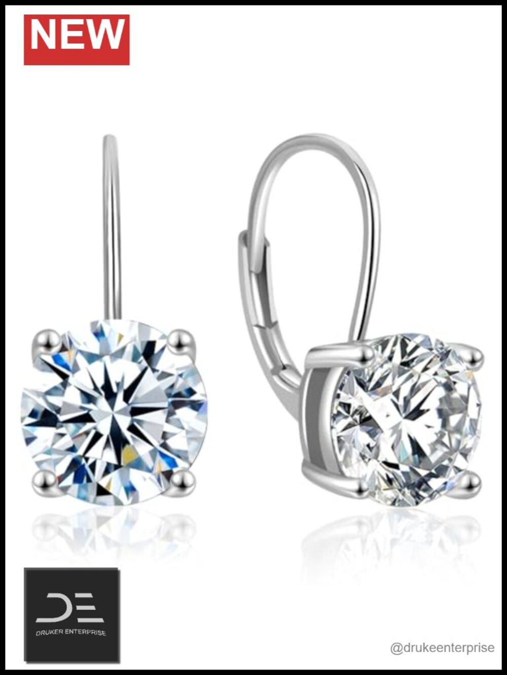 Moissanite Dangle Drop Earrings, 2-4CT, Gold Plated 925 Silver